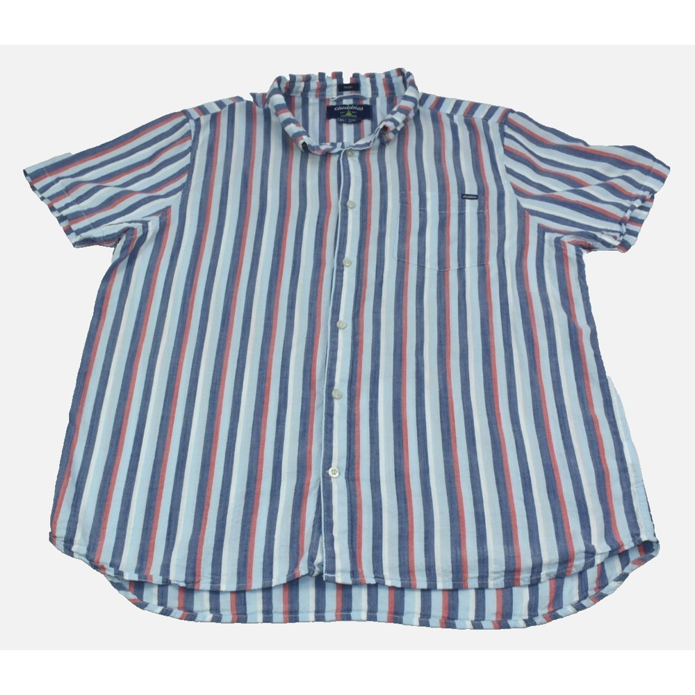 Chubbies Friday Men's Shirt Size XL Blue/Red Short Sleeve Striped Button Down